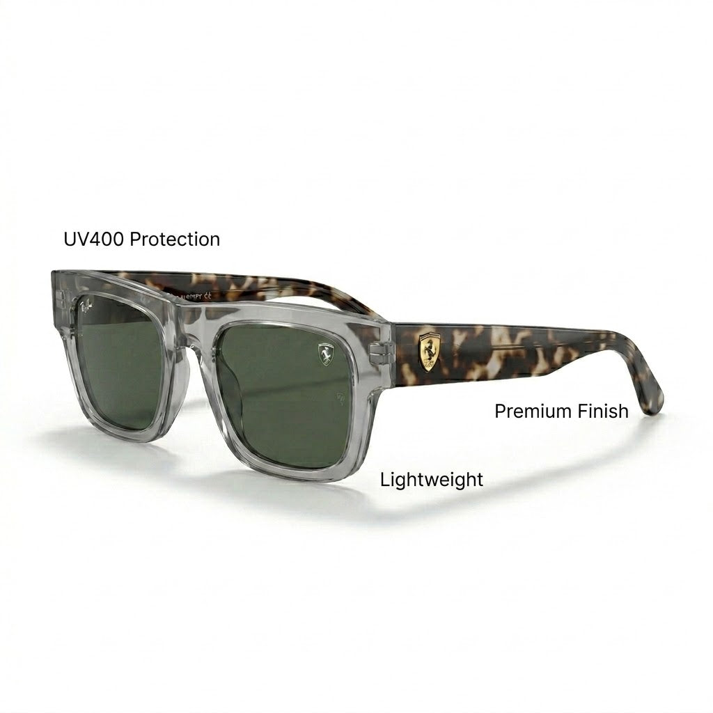 Close-up of 7A quality Ray-Ban logo etching on the right lens.