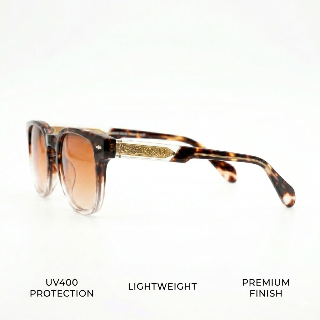 UV400 brown gradient lens detail on master quality Zikrain 62001.