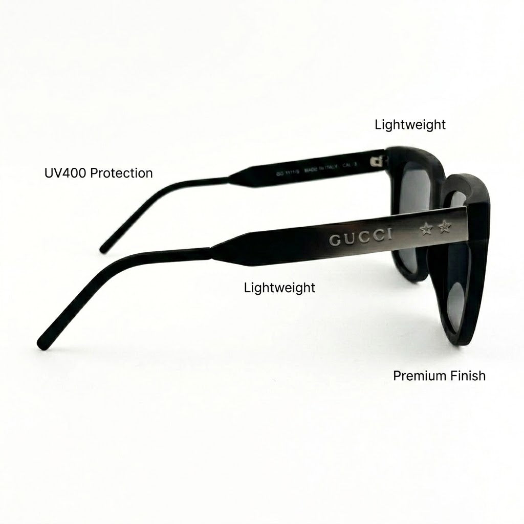 Gucci 0976 Black & Gold Luxury Edition – Premium First Copy Sunglasses