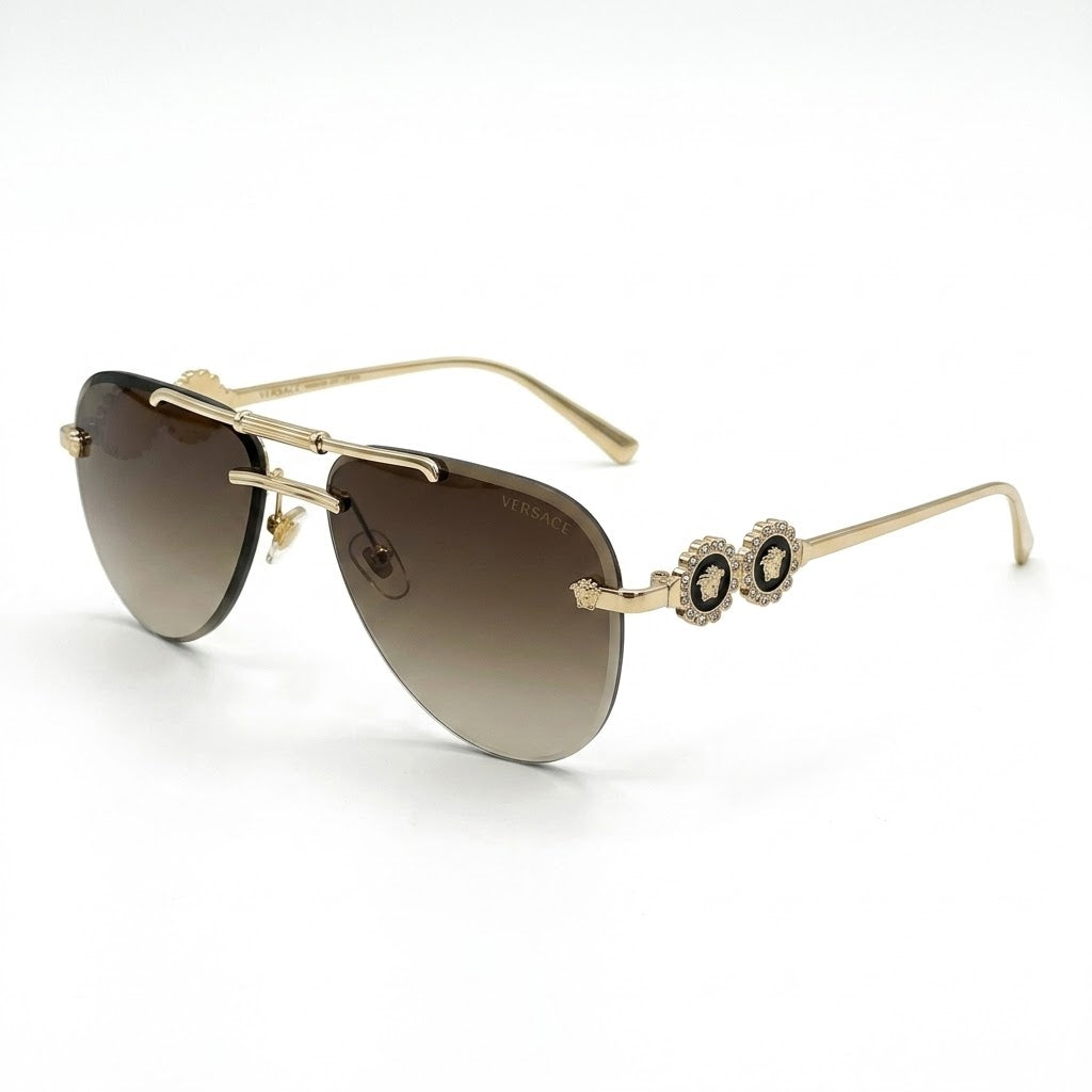 Versace 3096 gold brown sunglasses front view 7A master quality.