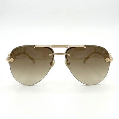 Versace 3096 gold brown sunglasses with premium branded leather case.