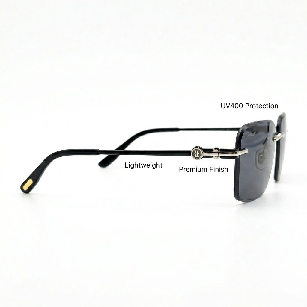 Cartier 0502 Gold Black Prestige – Rimless Luxury First Copy Sunglasses