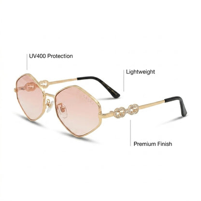 Gucci 1434 Gold Pink Glamour – Premium First Copy Luxury Sunglasses