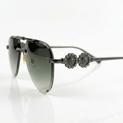 Versace 3096 green sunglasses 45-degree angle luxury aesthetic.
